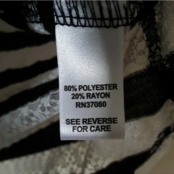 Cato lace striped black and white sjprt sleeve top shirt size medium - Picture 6 of 7